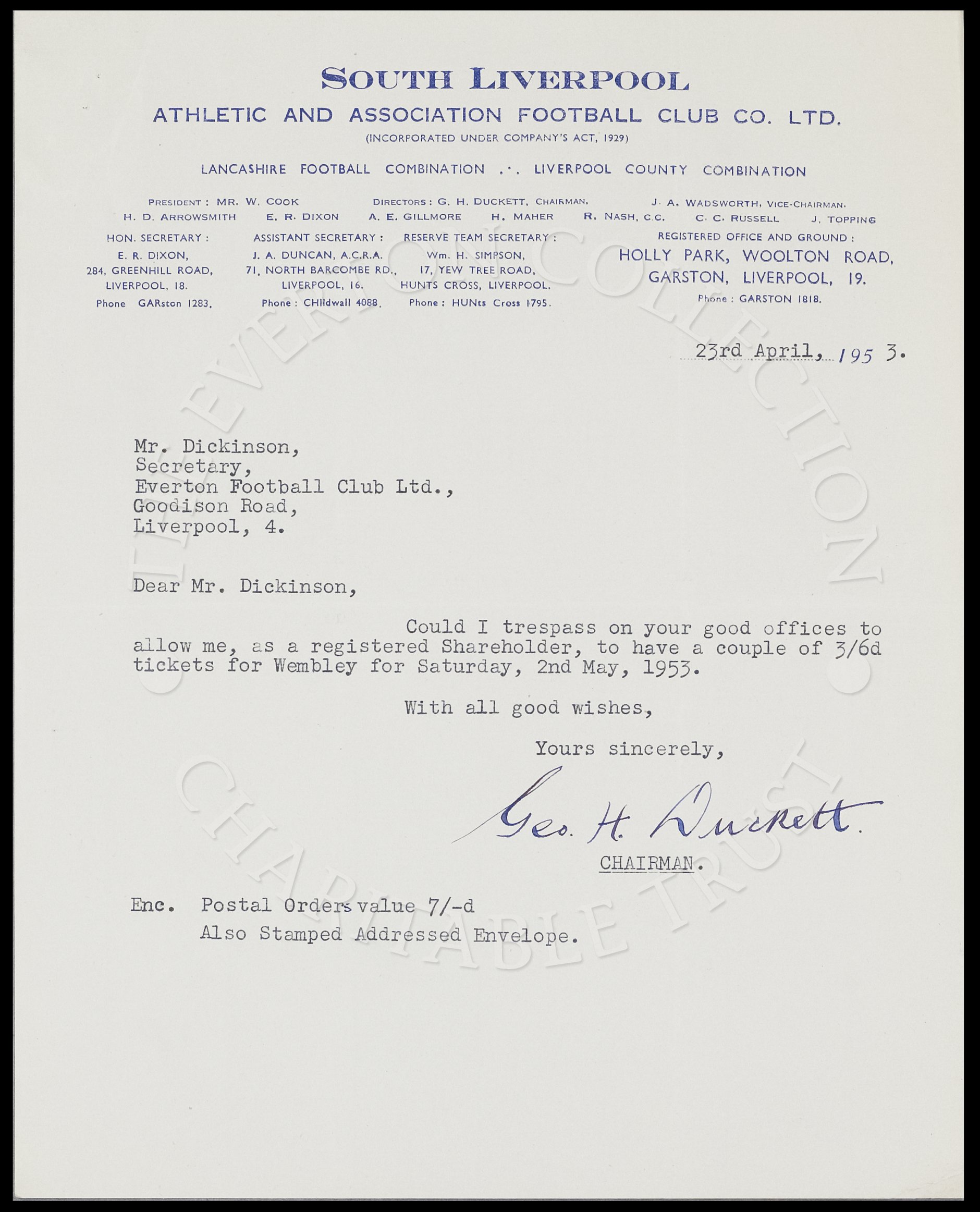 Letter with other Club